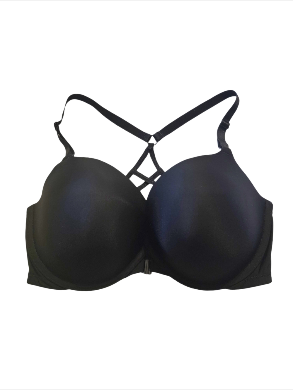 Victoria's Secret Black Strappy Front-Closure T-Shirt Bra